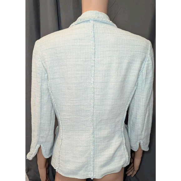 Kasper Blazer Blue And White Linen Rayon Women's Size 10 Career EUC - Picture 2 of 6